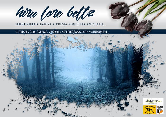 'Hiru lore beltz' emanaldia prestatu dute Dinamoak eta Elkar-ekinek herriko sortzaileekin elkarlanean