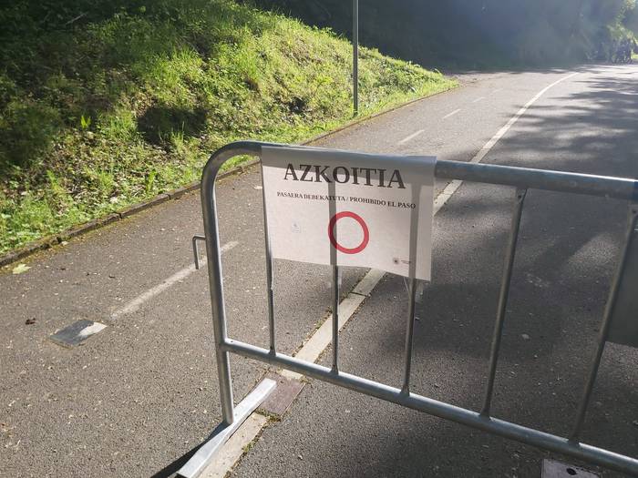 Bidegorrian Azpeititik Azkoitirako muga adierazita