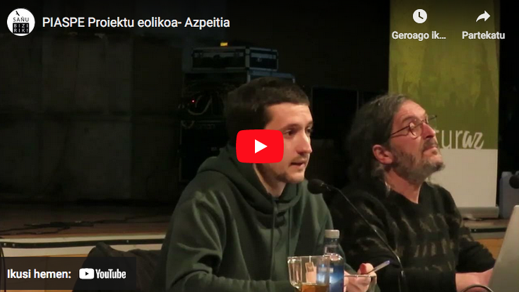 Piaspe proiektu eolikoaren inguruan antolatutako batzar informatiboa, osorik